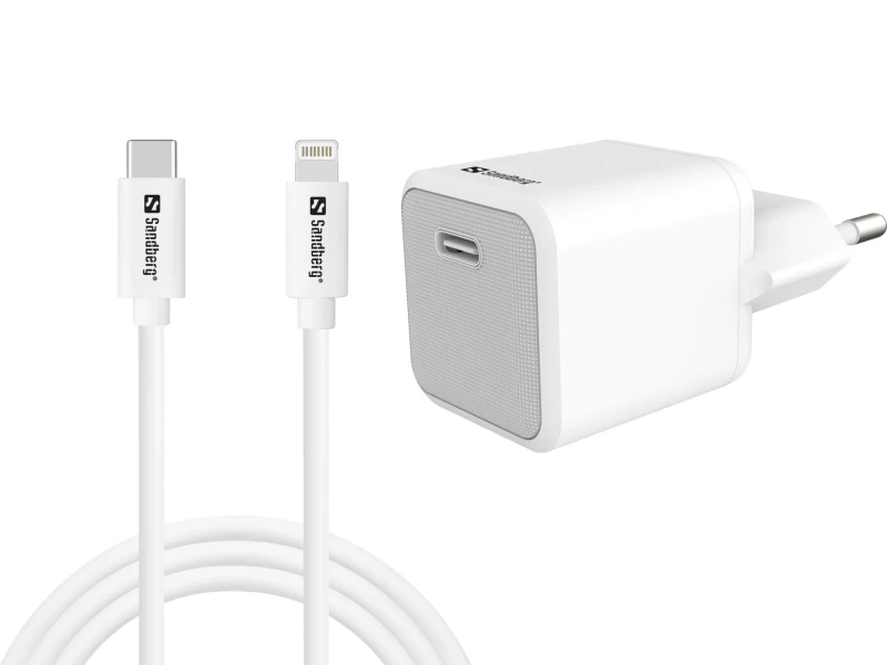 Image of Sandberg USB-C AC 20W Charger EU + Lightning 1M
