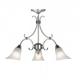Image of 3 Light Multi Arm Ceiling Pendant Frosted Glass, Antique Silver, E14