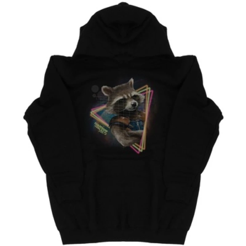 Image of Marvel Guardians Of The Galaxy Neon Rocket Hoodie Black male