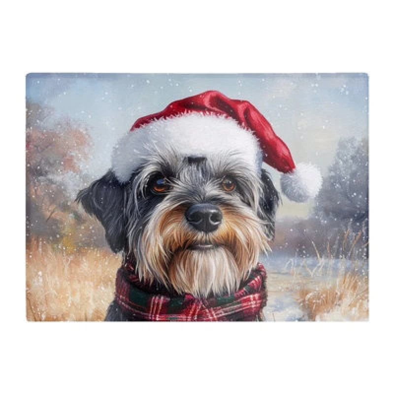 Image of Warren Reed Designer Christmas Schnauzer Glass Chopping Board