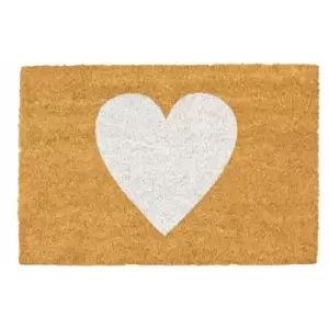 Image of Coir Door Mat - 60 x 40cm - White Heart - Nicola Spring