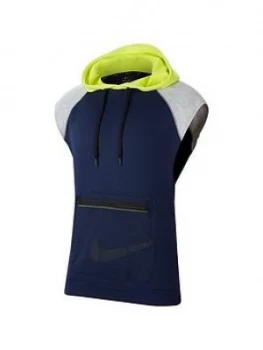 Image of Nike Dri-Fit Mens Sleeveless Fleece Training Hoodie - Navy