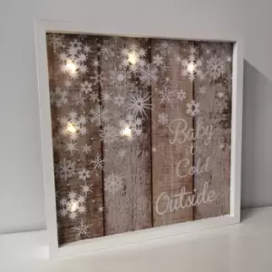 Image of 30cm Battery Operated LED Wooden Frame Christmas Wall Decoration in Warm White Lights