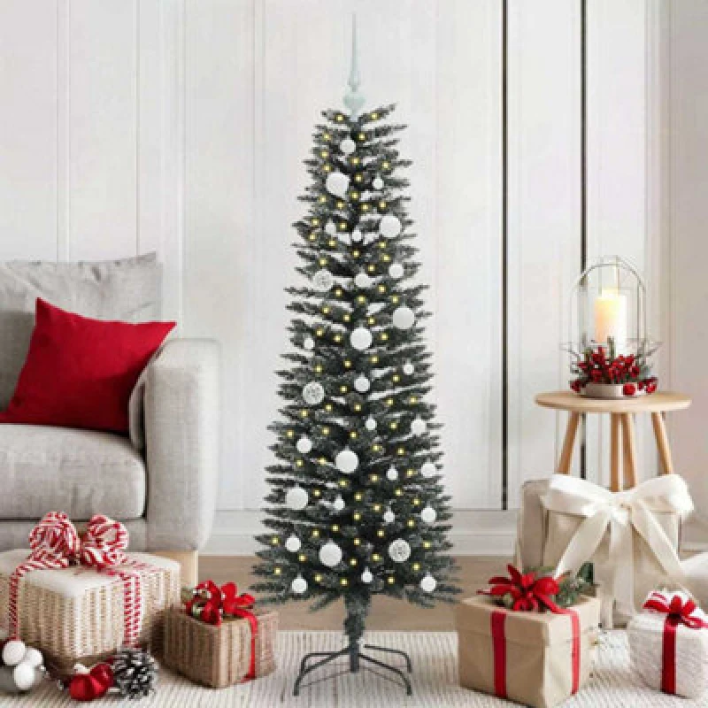 Image of vidaXL Artificial Christmas Tree with Stand, White Balls Green 40.5 x 40.5 x 120 cm, Green 3395919