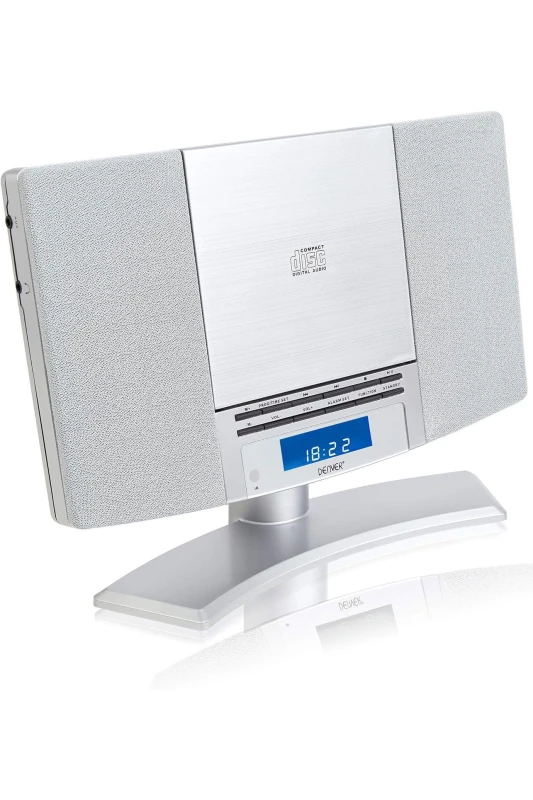 Image of Denver CD Player Wall Mountable with FM Radio & Clock Alarm in Silver Silver Unisex