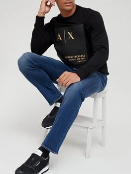 Image of Armani Exchange Gold Patch Logo Sweatshirt Black Size S Men