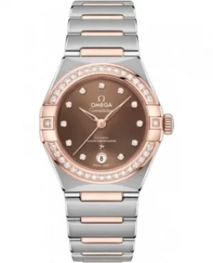 Image of Omega Constellation Manhattan Chronometer 29mm Brown Dial Diamond Rose Gold and Stainless Steel Womens Watch 131.25.29.20.63.001 131.25.29.20.63.001