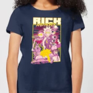 Image of Rick and Morty 80s Poster Womens T-Shirt - Navy - S