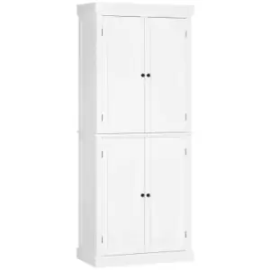 Image of HOMCOM Modern Kitchen Storage Cabinet, 6-tier Shelves With 4 Adjustable Drawers - White