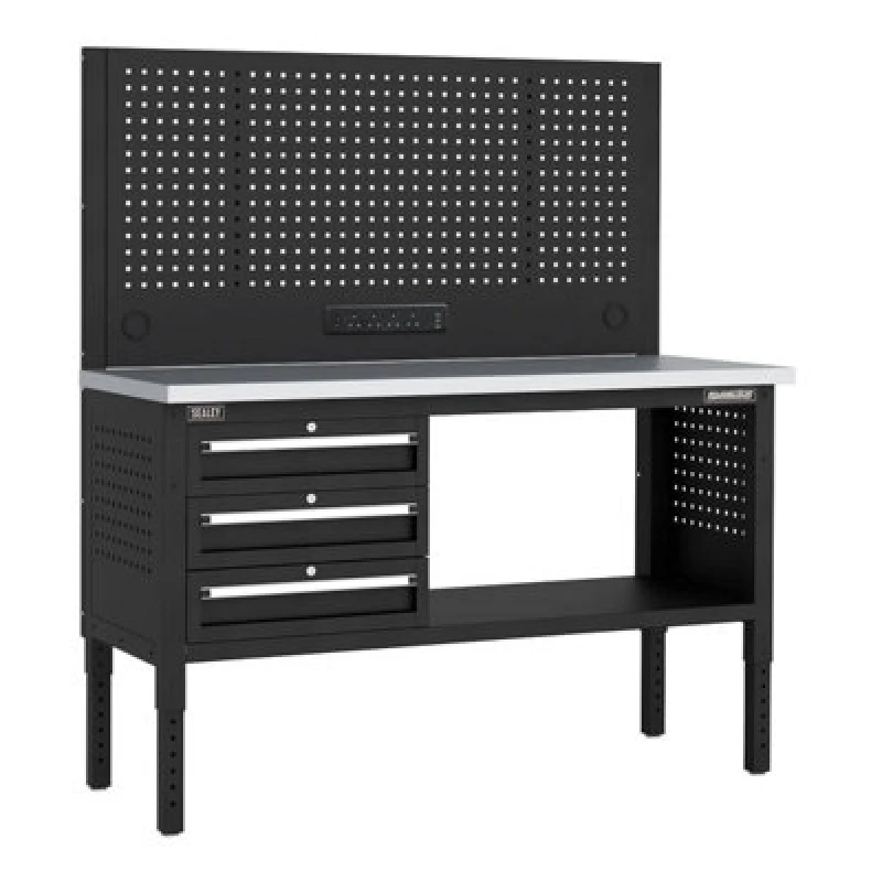 Image of Sealey Superline Pro 3 Drawer Modular Workbench and Pegboard APMWB60COMBO1SS Length: 1.52m