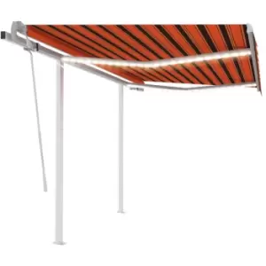 Image of Vidaxl - Manual Retractable Awning with LED 3x2.5 m Orange and Brown Multicolour