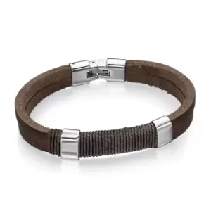 Image of Brown Leather Cord and Stainless Steel Bracelet