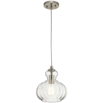 Image of Elstead - Riviera 1 Light Pendant, Brushed Nickel, E27