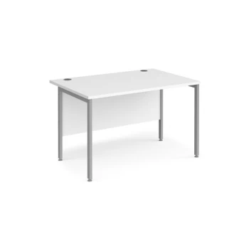 Image of Maestro 25 straight desk 1200mm x 800mm - silver H-frame leg and white top