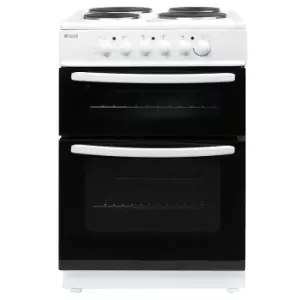 Image of Haden HEST60W 60cm Freestanding Twin Cavity Electric Cooker with Solid Plate Hob - White