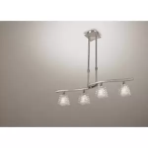 Image of Diyas - Keops telescopic pendant light Bar 4 Bulbs G9, satin nickel