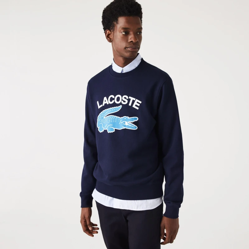 Image of Lacoste Mens Crew Neck Jumper Navy Blue male XS