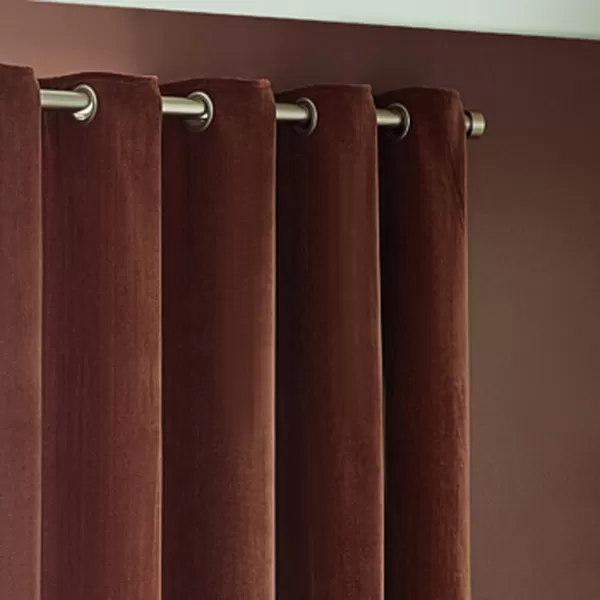 Image of Heavy Chenille Nutmeg Eyelet Curtains Heavy Chenille Olive