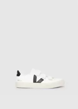 Image of Veja Womens Esplar Logo Leather Trainers In Extra White Black