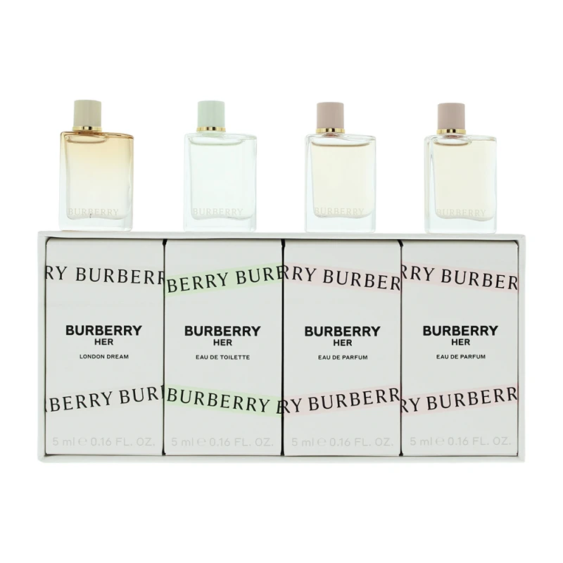 Image of Burberry Her 4 Piece Gift Set: Eau de Parfum 5ml - Eau de Parfum 5ml - Eau de Toilette 5ml - London Dream Eau de Parfum 5ml