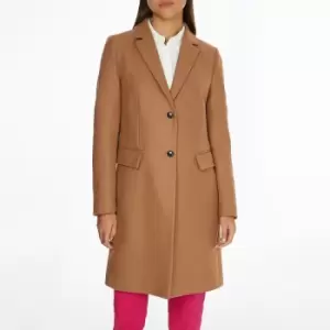 Image of Long Single-Breasted Coat in Wool Mix