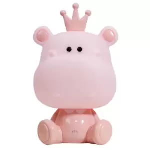 Image of Hippo Integrated LED Childrens Table Lamp, Pink