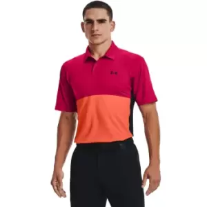 Image of Under Armour 2022 Mens Performance Blocked Polo Pink Polo M