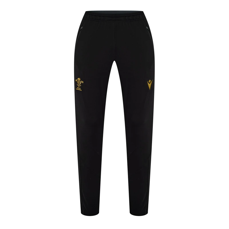 Image of Macron Wales Rugby Tracksuit Bottoms 2024 Adults - Black S