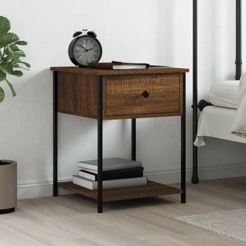 Image of VIDAXL Bedside Table Brown Oak 44x45x58cm Engineered Wood Vidaxl 825851