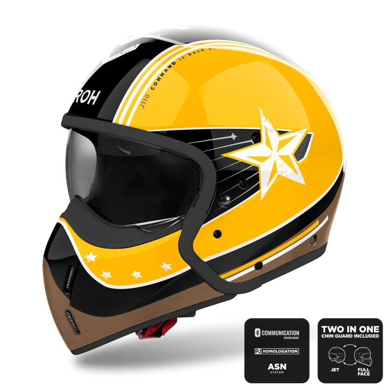 Image of Airoh J 110 Command Yellow Gloss Jet Helmet Size S