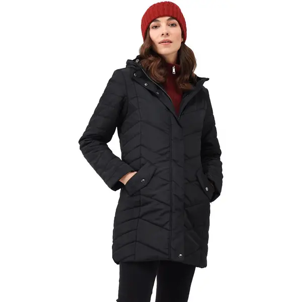Image of Regatta Womens Panthea Padded Insulated Hooded Jacket Coat 16 - Bust 40' (102cm) Black RWN255-800-16