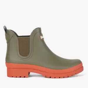 Image of Barbour Womens Mallow Chelsea Wellies - Olive/Spiced Pumpkin - UK 4