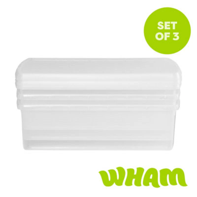Image of Wham Clip 3X 30L Rectangular Plastic Storage Boxes With Clip Lock Lids. Ideal For Home, Office, Toys & More - Clear/clear