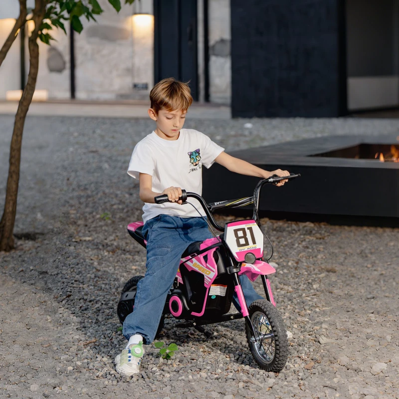 Image of AIYAPLAY 24V Battery Powered Ride On Motorcycle with Rear Suspension in Pink Pink Unisex