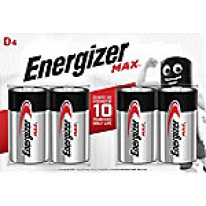 Image of Energizer D Alkaline Batteries Max LR20 1.5V 4 Pieces