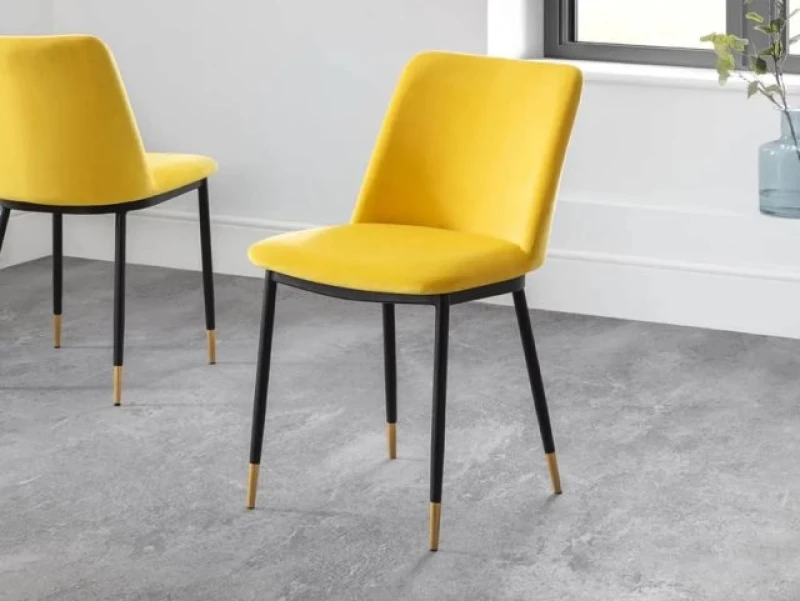 Image of Julian Bowen Delaunay Mustard Velvet Dining Chair