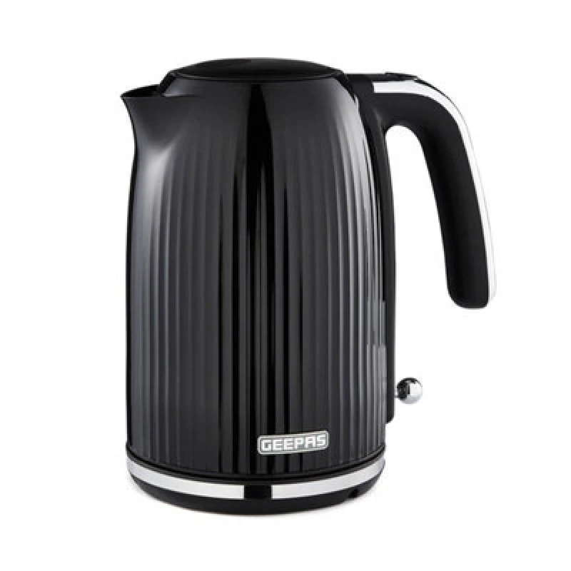 Image of Geepas Fluted 1.7L Cordless Electric Kettle 3000W Rapid Boil Dry Protection Black