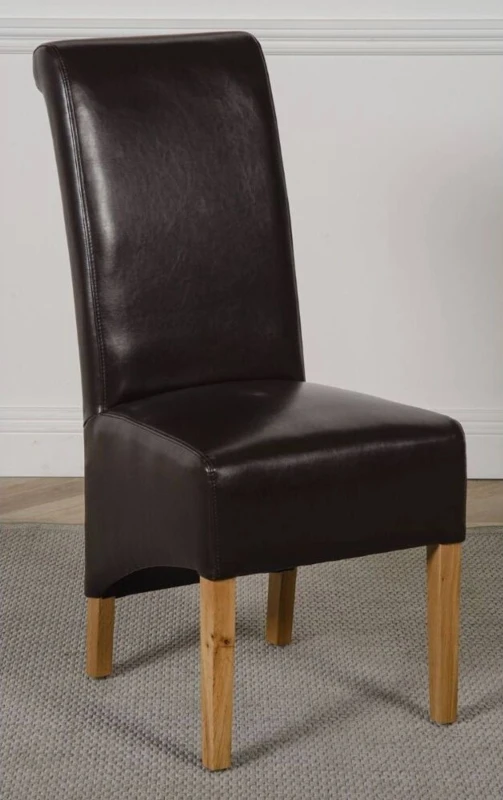Image of Thats Furniture Montana Leather Dining Chairs for Dining Room or Kitchen in Brown Brown Unisex