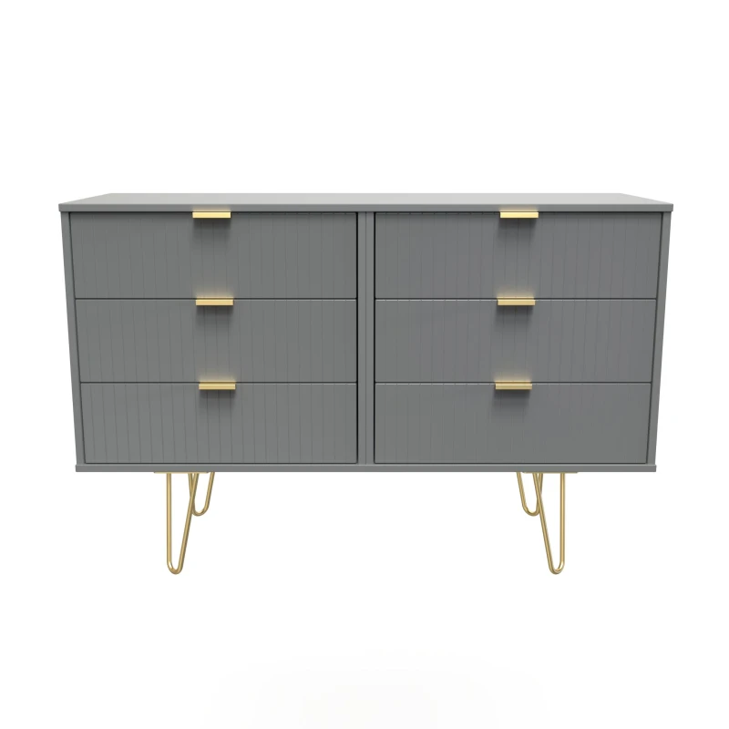 Image of Welcome Furniture Ready Assembled Linear 6 Drawer Chest In Dusk Grey LIF015DGDG