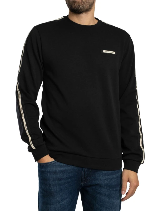 Image of EA7 Brand Rib Sweatshirt Black XL