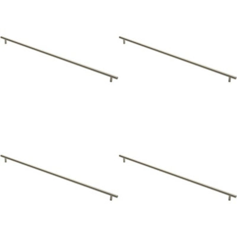 Image of Loops 4x Round T Bar Cabinet Pull Handle 668 x 12mm 608mm Fixing Centres Satin Nickel Metallics unisex