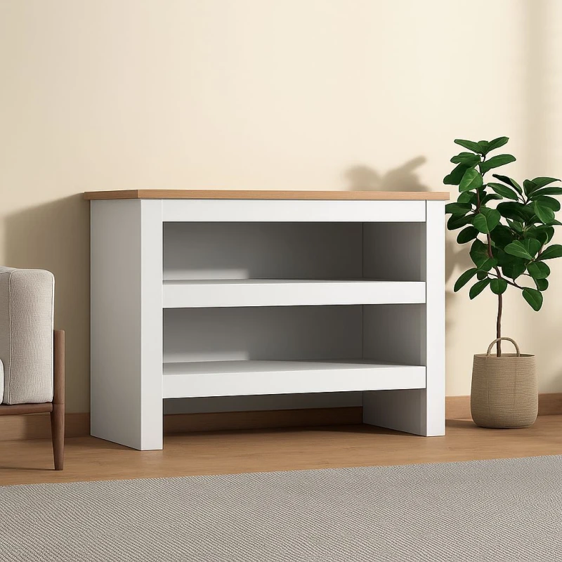 Image of KOSY KOALA KOSY KOALA Open Shoe Rack - Two-Tier Storage Shelf with Wooden Top in White White One Size Unisex 5061055343035