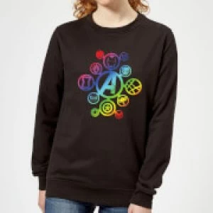 Image of Avengers Rainbow Icon Womens Sweatshirt - Black