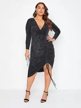 Image of Yours Party Gathered Wrap Dress - Silver, Size 24, Women