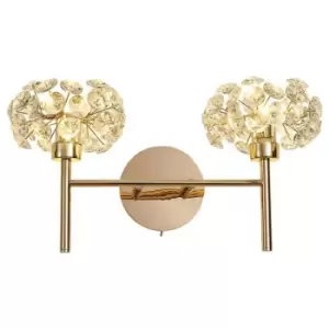 Image of Luminosa Beluga 2 Light G9 Switched Wall Lamp With French Gold And Crystal Shade