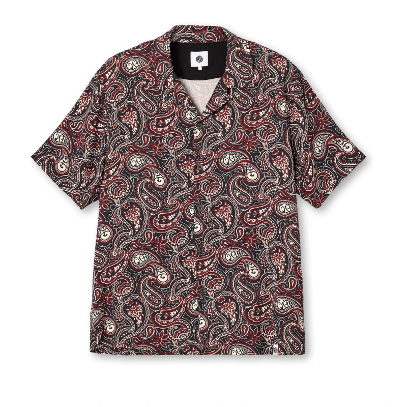 Image of Pretty Green Mens Feltham Paisley Short-Sleeve Patterned Shirt Black male Small