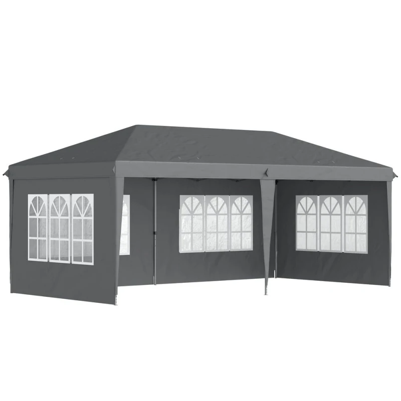 Image of Outsunny 3 x 6m Garden Pop Up Gazebo, Height Adjustable Grey - Outsunny 5056725391096