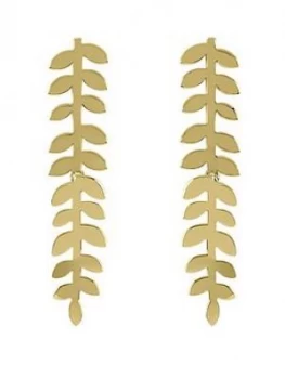 Image of Sara Miller 18Ct Gold Plated Leaf Stem Drop Earrings