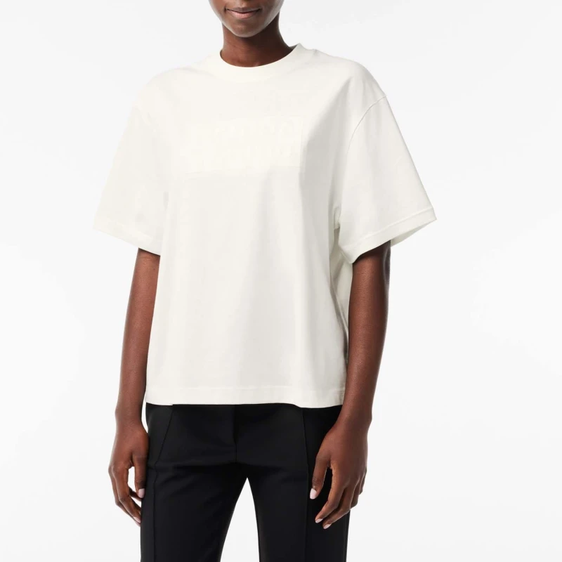 Image of Lacoste Oversized Cotton Tennis Embroidery T-Shirt - Cream Cream 8