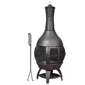Image of Dellonda Deluxe 360° Chiminea/Fire Pit/Outdoor Heater - Antique Bronze Finish